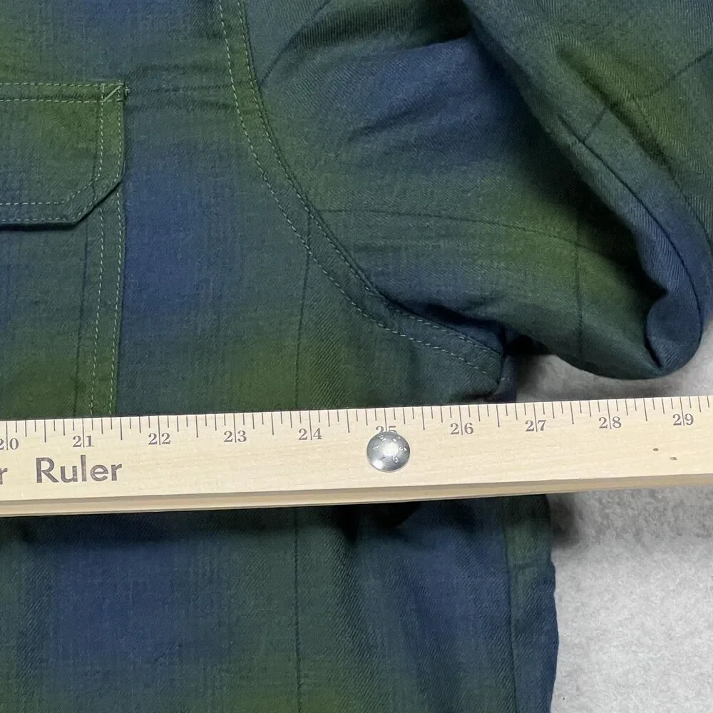 The North Face Mens 2XL Green Plaid Sherpa Lined Heavyweight Flannel Shirt